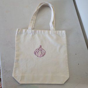 Tote, Cotton, Canvas, New Foodie Bag, "Upcycled" embroidery